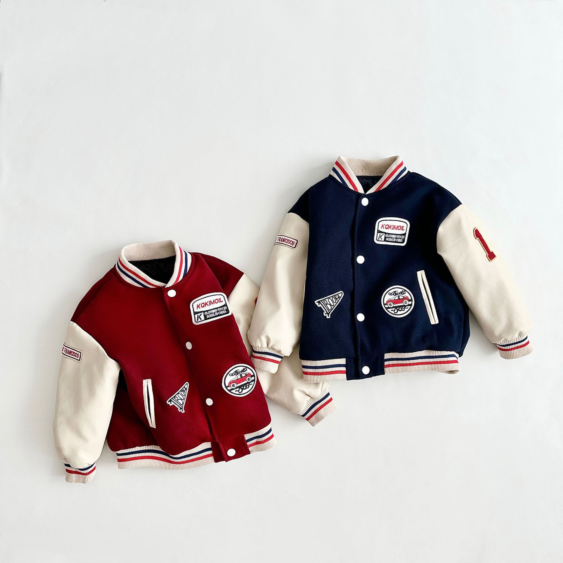 2023 New Children's Letter Baseball Uniform Boys Girls'cotton-Padded Clothes Medium and Big Children Puffer Jacket Baby Autumn and Winter Padded Jacket