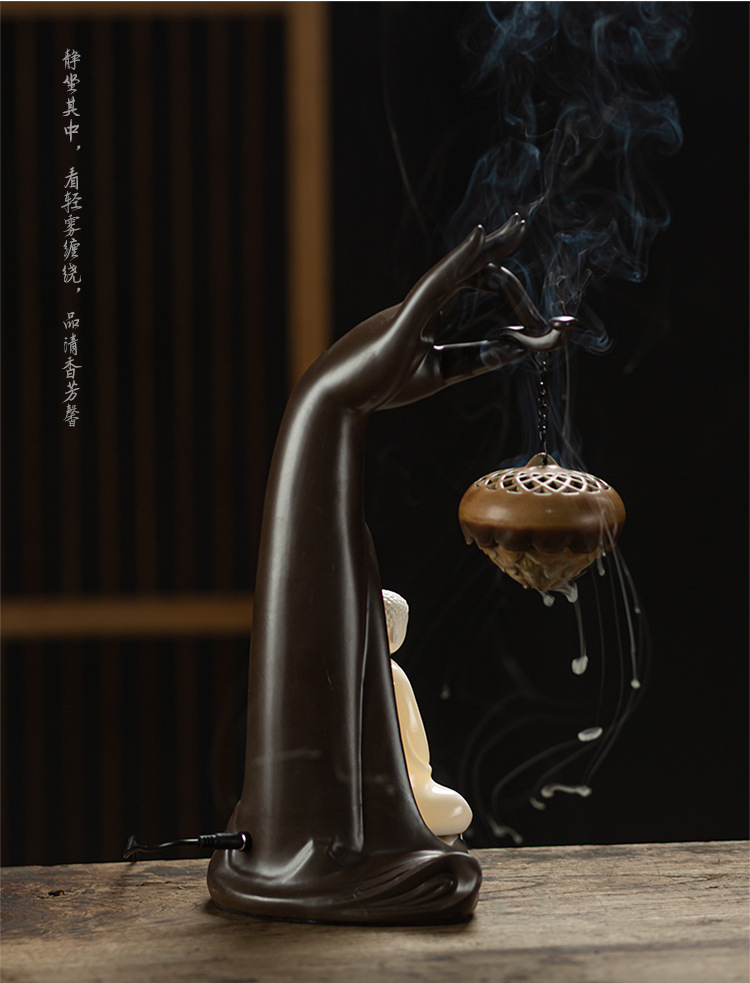 倒流香炉陶瓷家用香薰炉 室内禅意茶道檀香塔香倒流香摆件用品