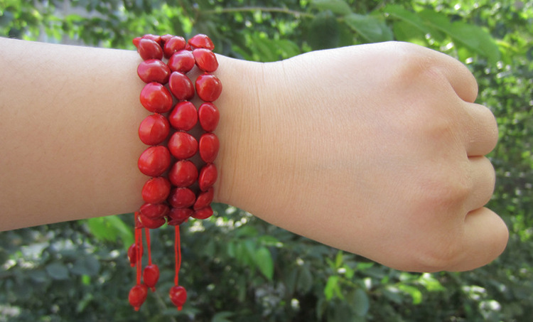 天然情人相思豆手链 红豆手串时尚情侣幸运红绳编织菩提豆保平安