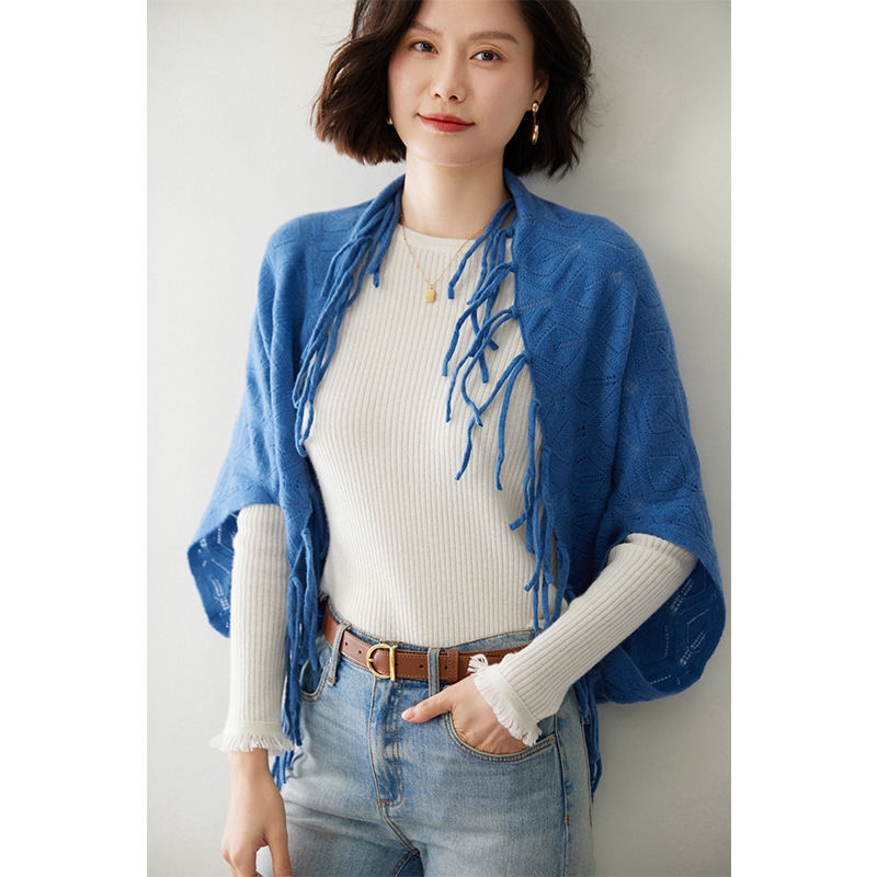 春秋冬新款女流苏多功能羊绒围巾百搭气质纯色韩版外搭护颈肩披肩