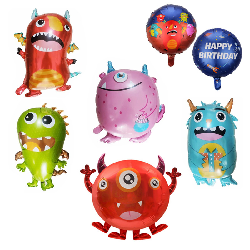 Small Monster Balloon Special-Shaped Alien Virus Shape Aluminum Film Balloon Party Decoration Background Stall Wholesale