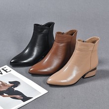 韩版优雅风尖头时装靴女2023年秋冬季新品时尚气质不磨脚短靴批发