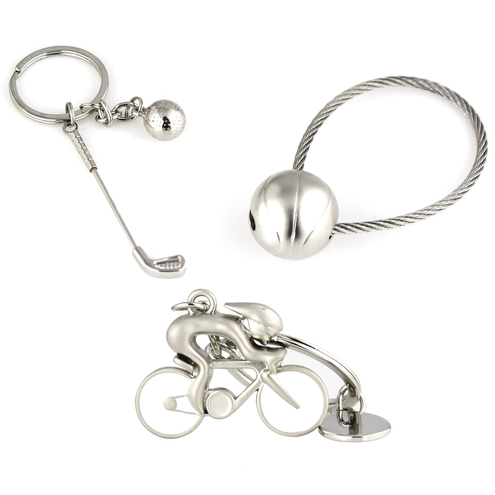 创意运动系列 高尔夫球杆钥匙扣 钥匙链 自行车篮球时尚随身配饰