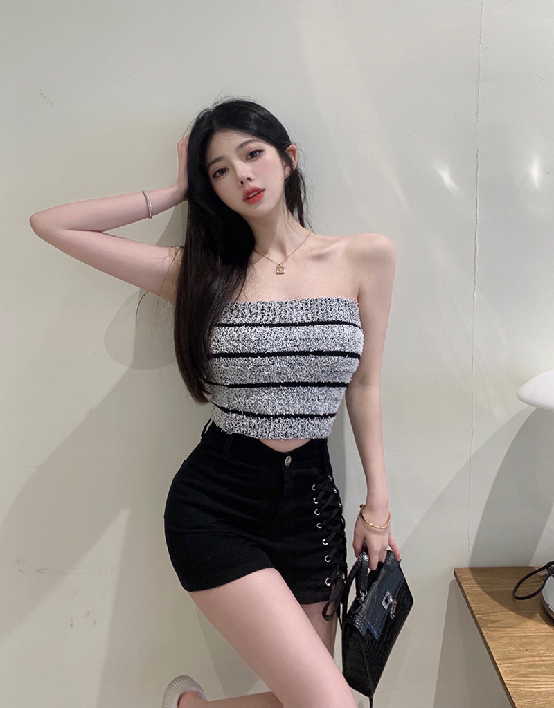 粉嫩抹胸上衣辣妹裹胸吊带时髦气质跨境专供速卖通ebay热卖爆版欧美