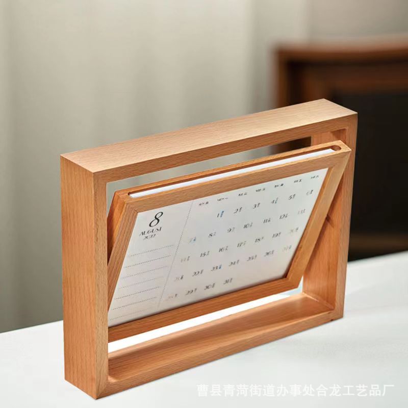 Solid Wood Rotating Double-Sided Photo Frame 7-Inch Solid Wood Frame Wooden Photo Frame Calendar Card Photo Frame