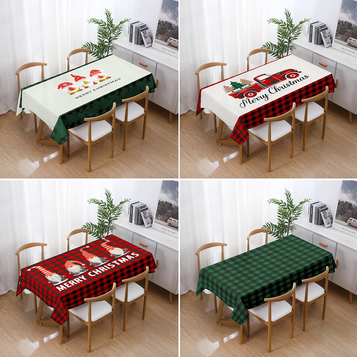 source manufacturers cross-border christmas elderly plaid tablecloth digital printing tablecloth new year decoration