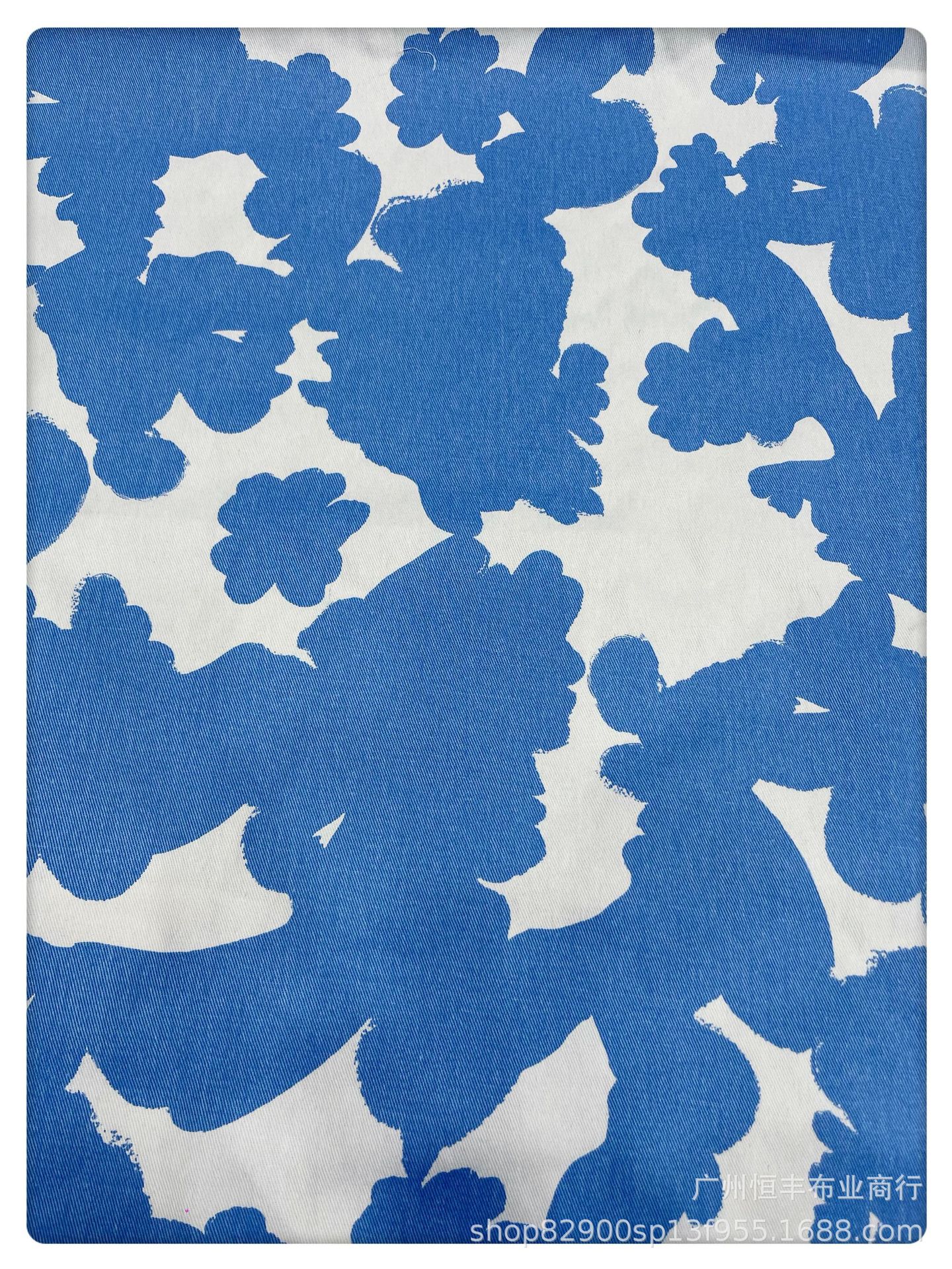 奶牛系蓝白牛仔印花面料裤子裙子外套套装服饰春秋布料箱包厂家批