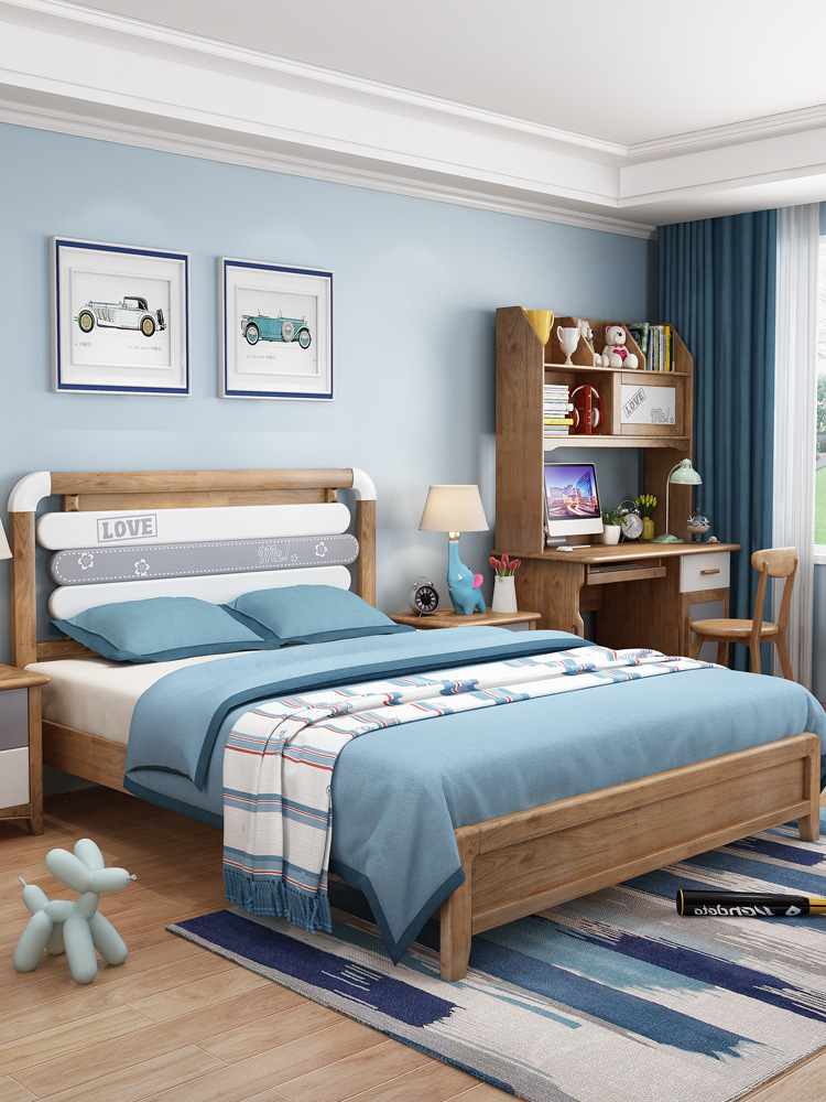 实木儿童房家具儿童床小床床女孩公主床小孩男孩单人床床组合套装