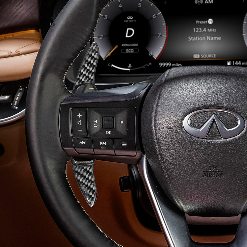 适用18-21英菲尼迪qx50q50lq60换挡拨片内饰碳纤维方向盘改装配件