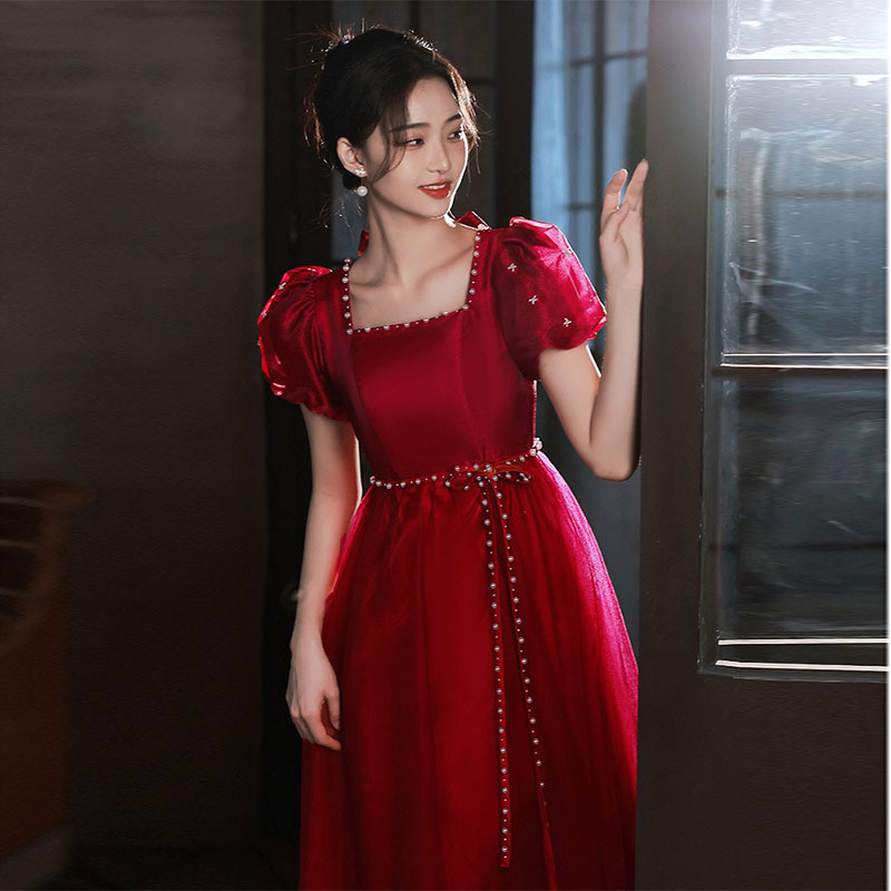 敬酒服新娘夏季女订婚红裙子孕妇高腰结婚宴会晚礼服大码回门纱