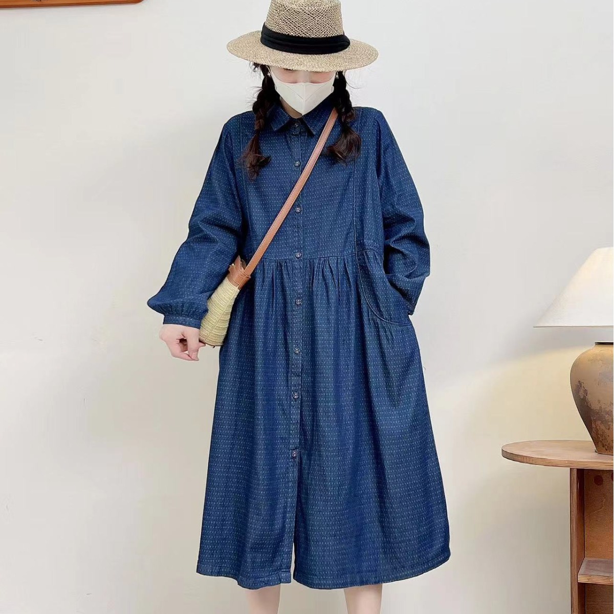1639新款棉水洗牛仔衬衫连衣裙风衣衬衫裙-阿里巴巴
