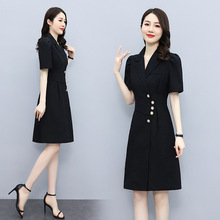 2022夏季新款YIXG2302韩版气质减龄西装领连衣裙一件代发实体批发