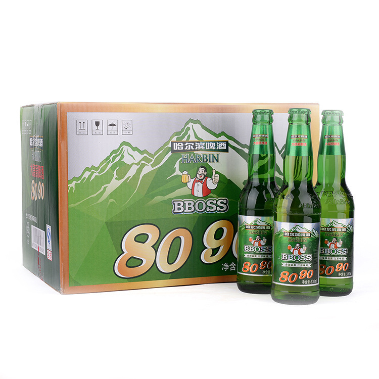 哈尔滨8090啤酒330ml*24 整箱新鲜日期 批发 夜场ktv餐饮