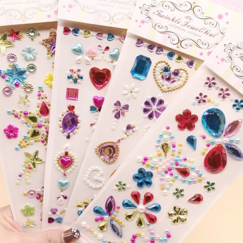 贴纸儿童宝石钻石贴画纸水晶贴玩具女孩公主立体卡通钻贴小粘贴画