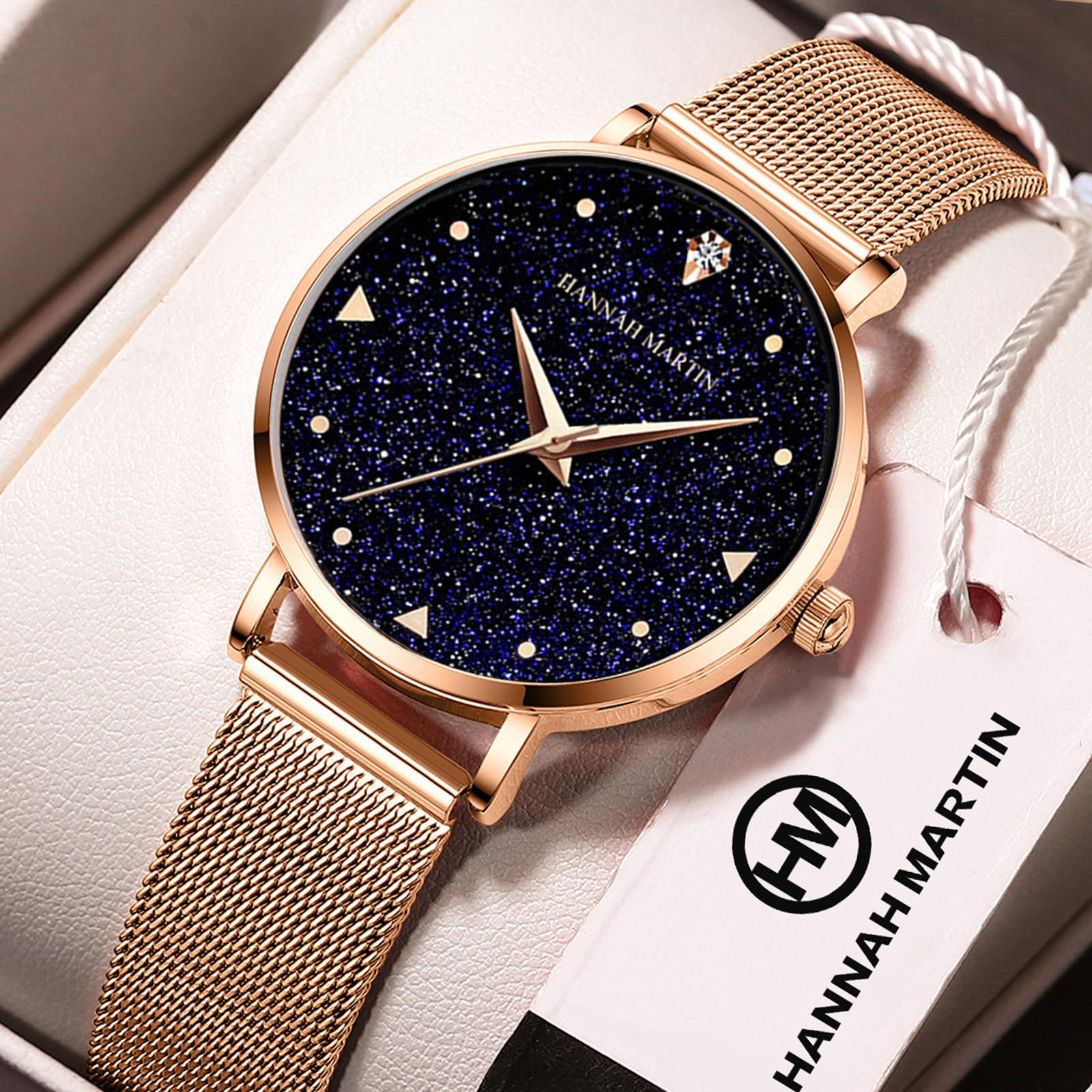 2024新款金色闪钻满天星腕表潮流百搭日本机芯简约石英表手表女