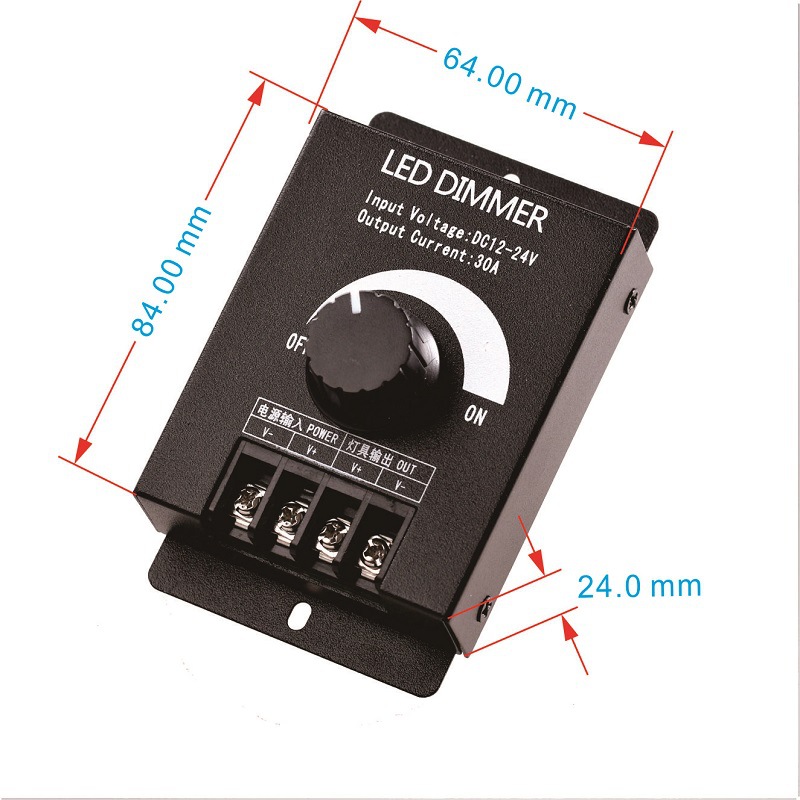 led调光控制器单色灯带模组灯条灯箱招牌12-24v亮度调节旋钮开关