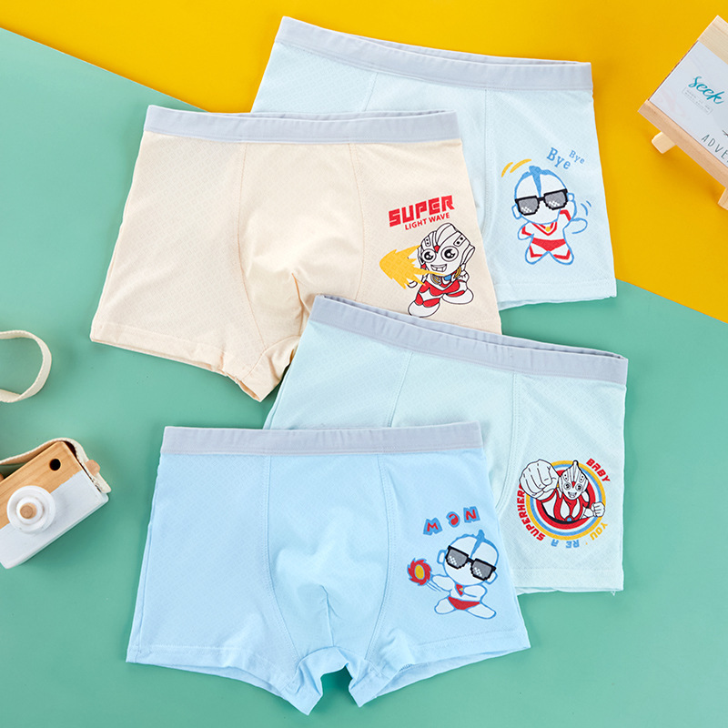 外贸儿童内裤男童透气平角四角短裤男孩小童中大童小学生内裤批发