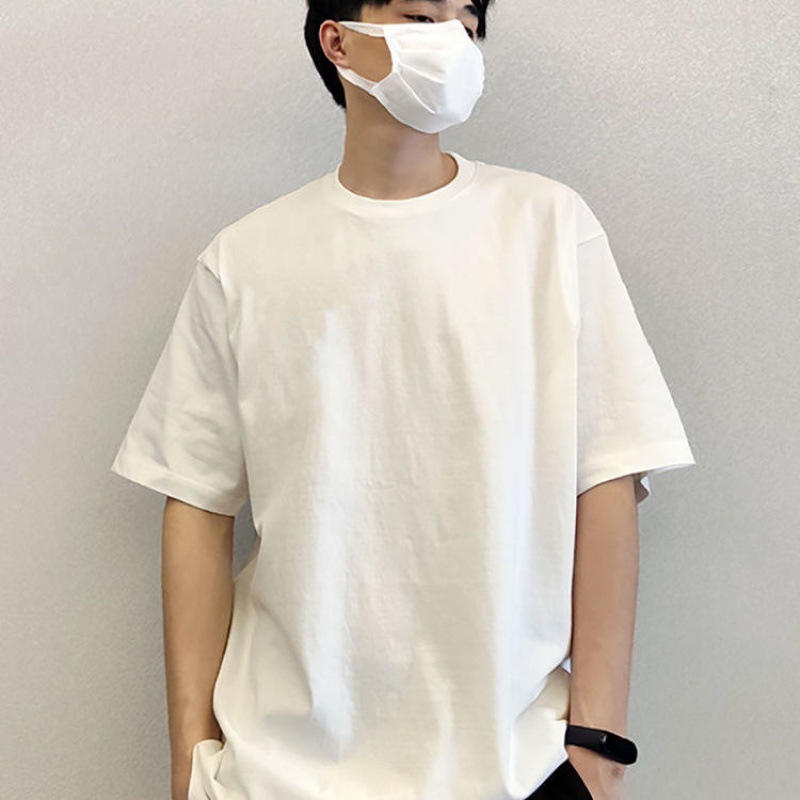 男生短袖批发夏季潮流纯色纯白百搭宽松内搭t男打底上衣服白色t恤