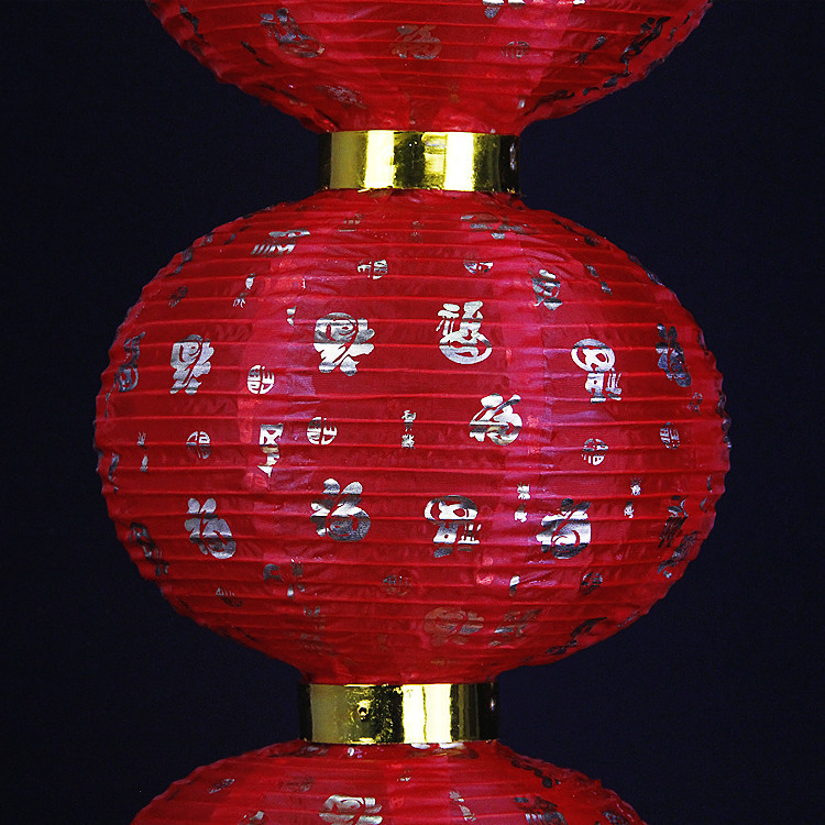 新年中秋国庆喜庆大红折叠连串拉丝长圆布灯笼户外庭院街道装饰