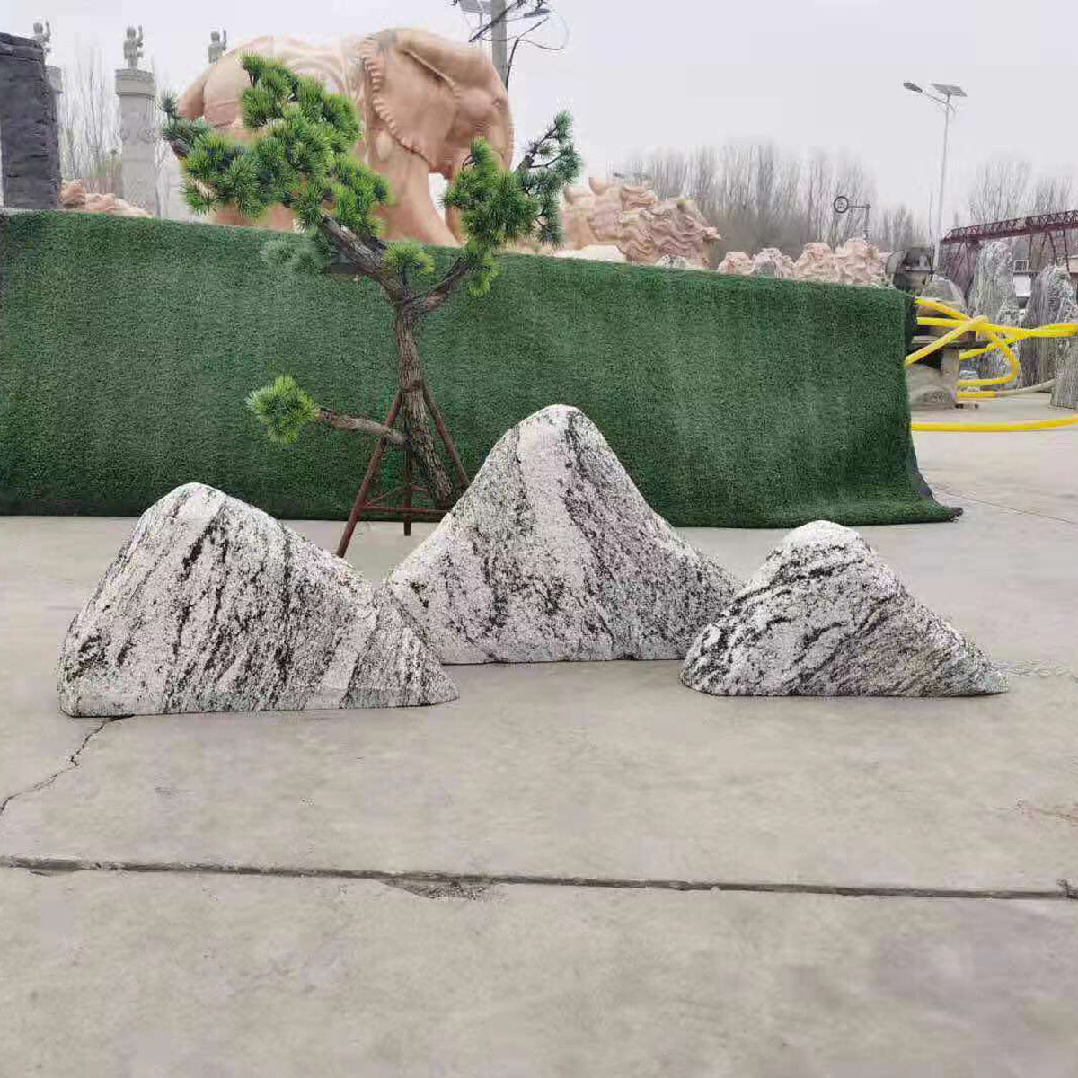 雪浪石切片组合矿山直发小区房产枯山水景观点缀置石山水石