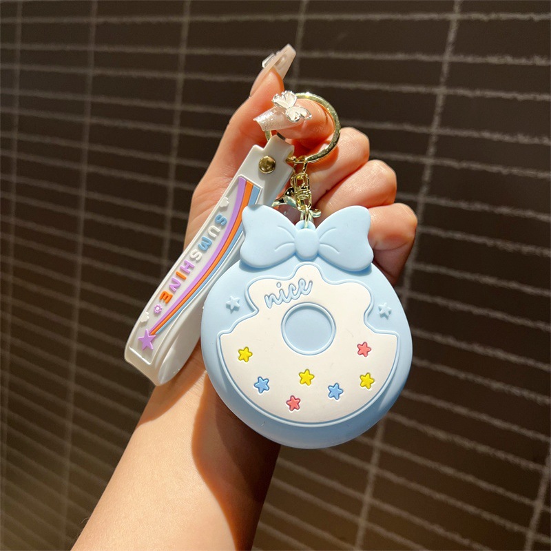 Creative Cartoon Macaron Donut Coin Purse Keychain Cute Bow Donut Key Case Key Chain