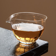 厂家揽月琉璃公道杯锤纹茶海单个日式功夫茶具分茶器透明玻璃公杯