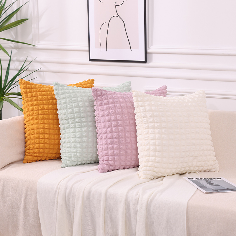 Solid Color Elastic Cream Ins Style Small Puff Pillow Cushion Bed Pillow Decorative Living Room Sofa Pillow Cases