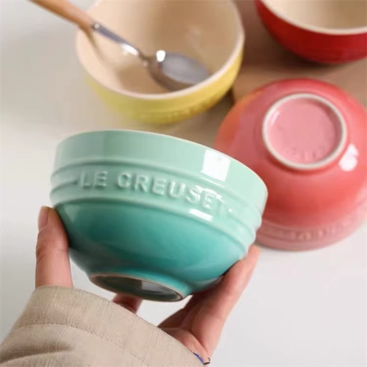 Cool Colorful Rainbow Dessert Bowl Set Household Ceramic Tableware Rice Soup Bowl Gift Box Festival Gift