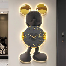 米奇玄关装饰画创意时钟壁灯高级感钟表挂画现代客厅走廊过道壁画
