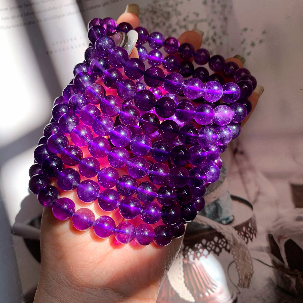 天然紫水晶 乌拉圭紫晶手链 浓紫色品质 饰品手串批发水晶手链