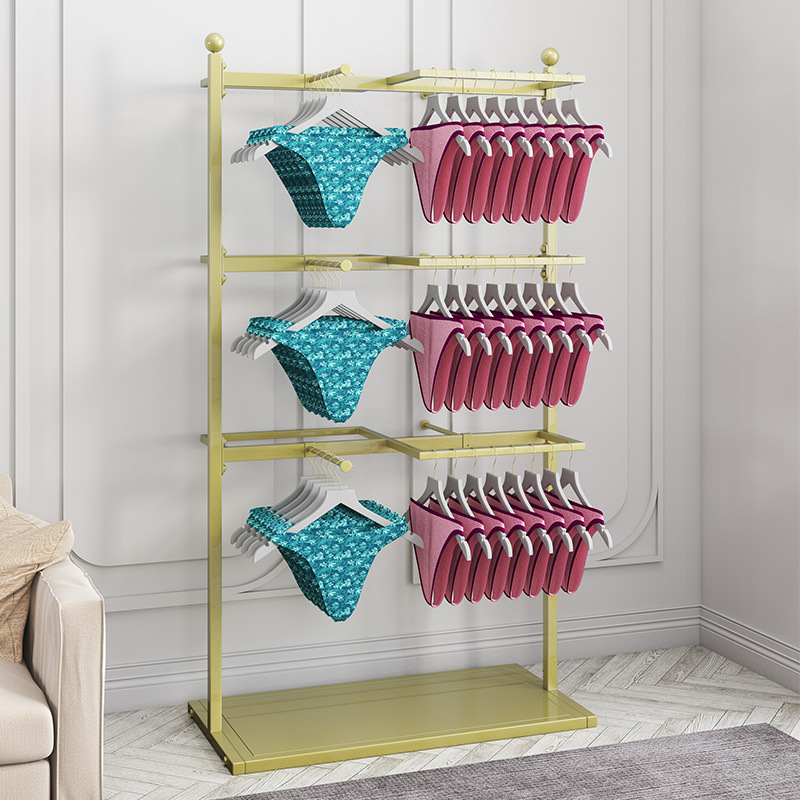 挂内衣架子展示架服装店铺文胸陈列货架男士内裤落地式铁艺中岛架