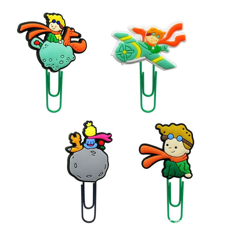 新童话系列卡通曲别针回形针 创意可爱pvc软胶书签万字夹学生文具