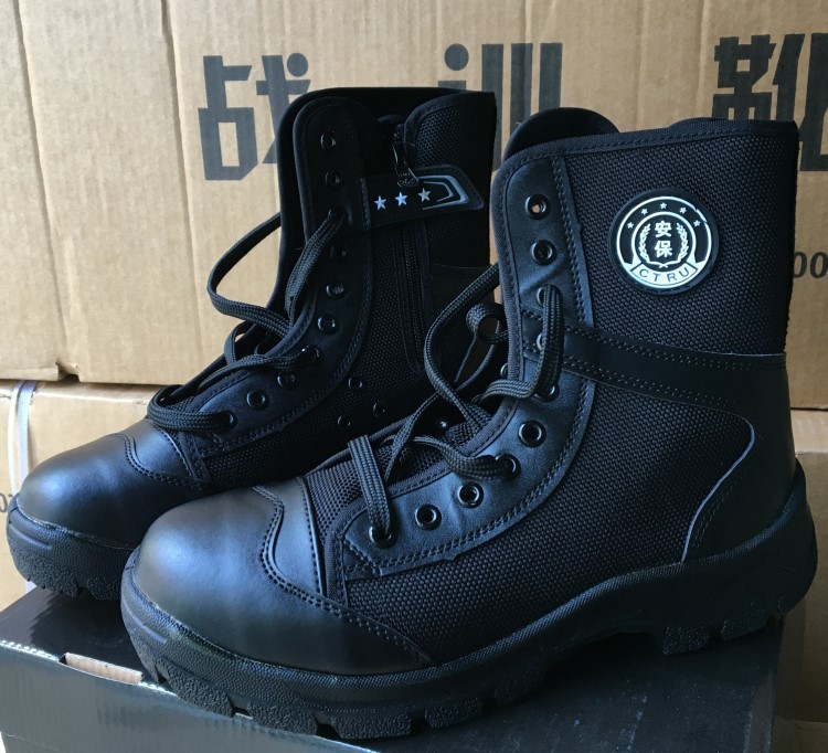 保安高帮网面特勤鞋作训靴户外帆布透气作战靴保安训练鞋加厚鞋底