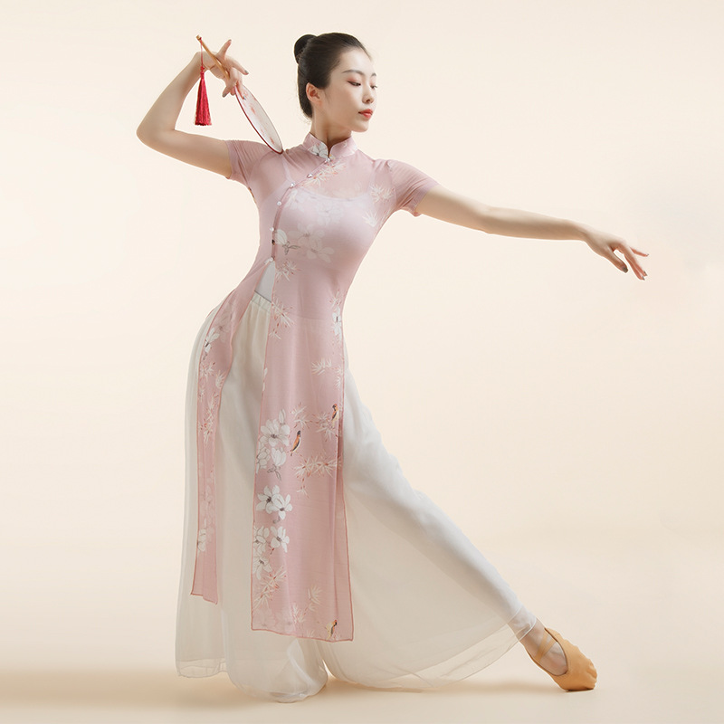 古典舞旗袍纱衣舞蹈演出服女中国舞练功服身韵上衣老师跳舞服装