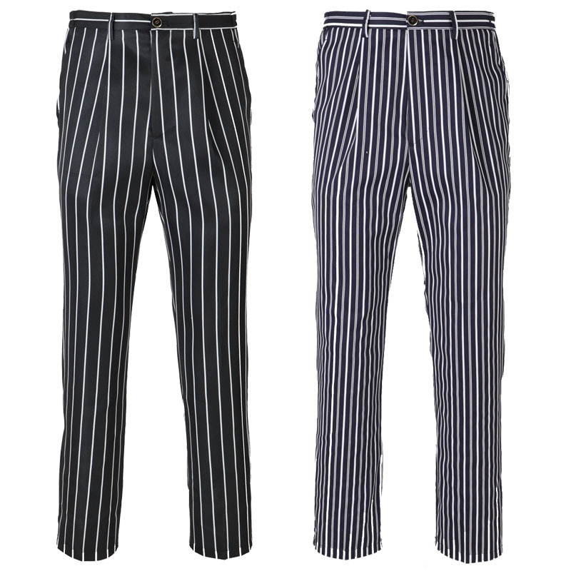 厨师裤子条纹直筒裤餐饮酒店后厨房男女服务员工作裤