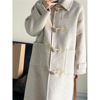 2022 winter new pattern Korean Edition Horn button wool overcoat Mid length version Easy Solid Fur coat T100