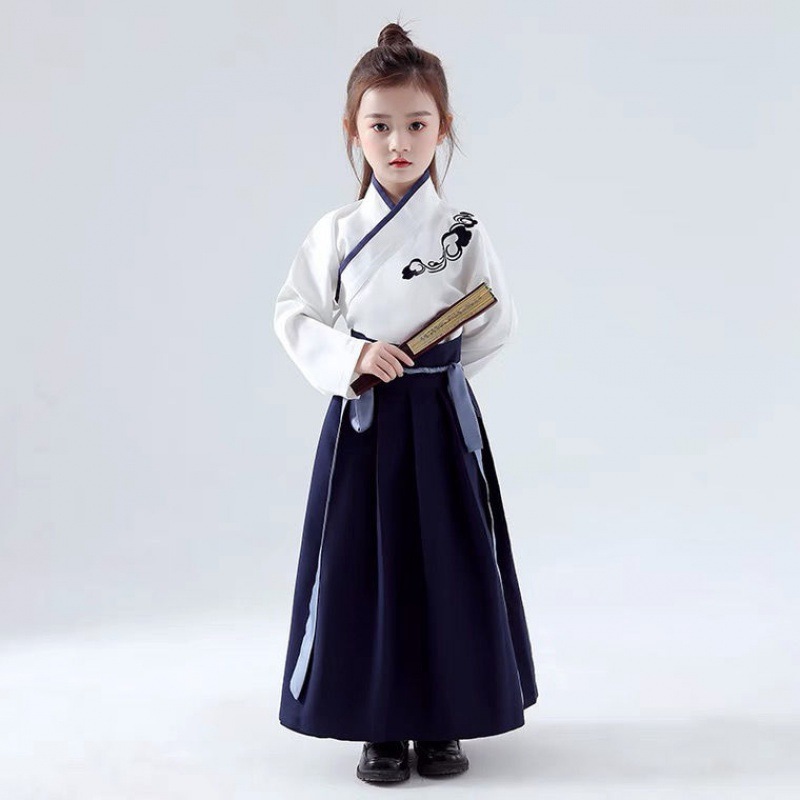 儿童汉服男童女童服装小男孩国学表演服古风古筝襦裙古装长袖书童