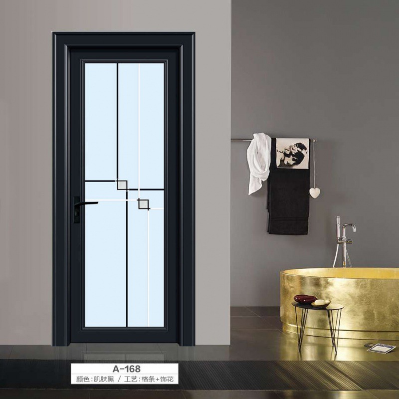 钛镁铝合金卫生间厕所厨房门钢化玻璃黑色极窄阳台推拉门移门定作