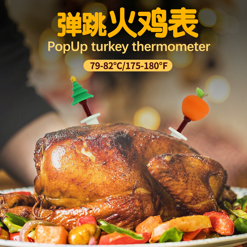 Christmas Style Bouncing Turkey Thermometer Kitchen Roast Chicken Household Food Thermometer Chart Turkey Needle Barbecue Thermometer