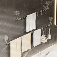 吸盘毛巾架强力浴室伸缩收纳置物免打孔厕所挂钩卫生间浴巾架挂杆
