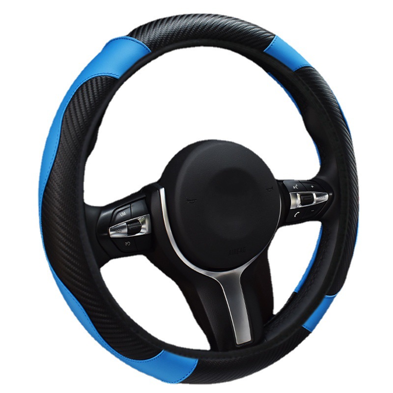 Car Steering Wheel Cover Elastic without Inner Ring Carbon Fiber Leather Four Seasons Universal Cross-Border E-Commerce Model Steering Wheel Cover Wholesale