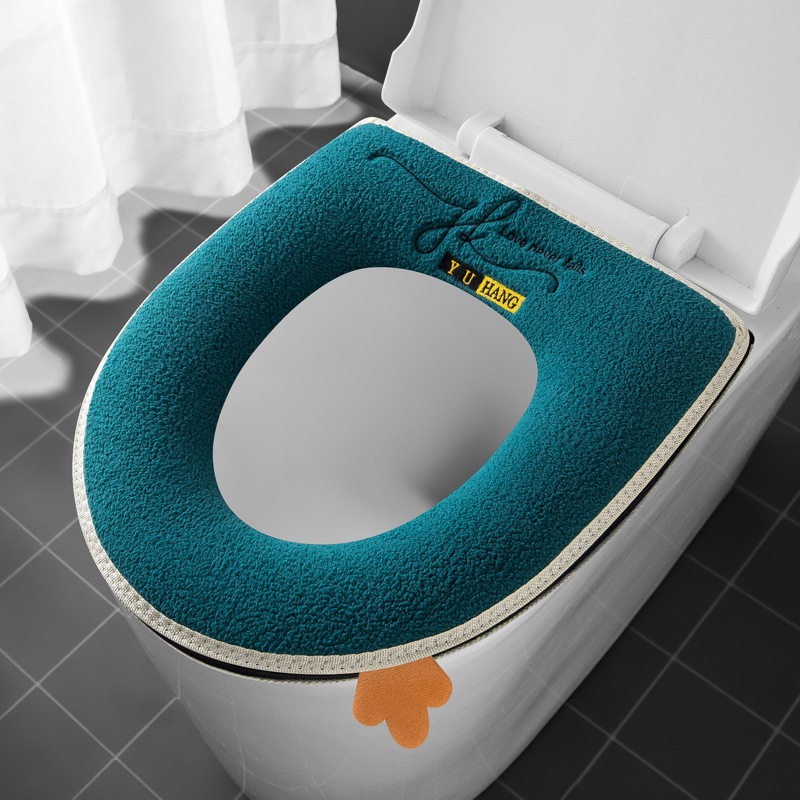 Light Luxury Handle Waterproof Toilet Mat Household Thickened Zipper Toilet Seat Cover Waterproof Thickened Warm Toilet Seat Cover Cushion