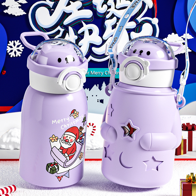 New Christmas Antlers Vacuum Cup Men and Women Bounce Big Belly 316 Stainless Steel Water Cup Cartoon Gift Present Cup