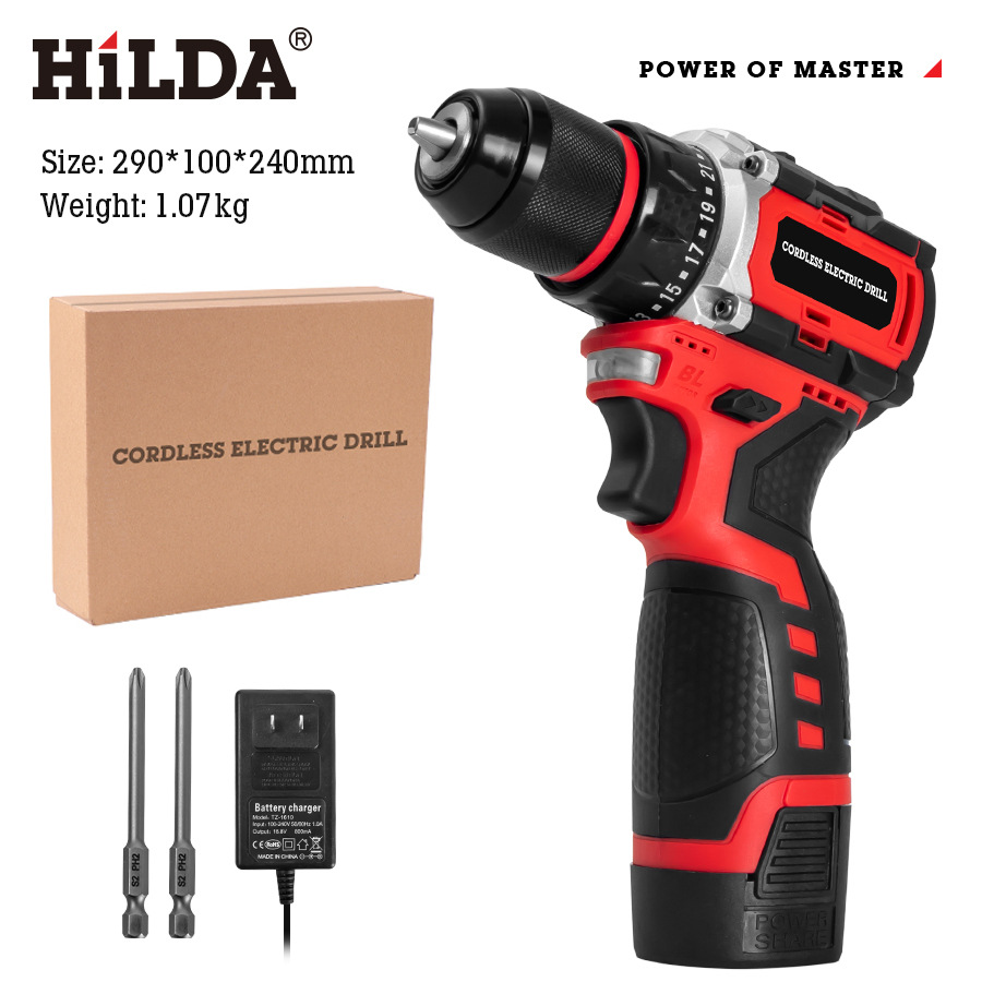 electric tool Hilda Brushless Lithium Electric Drill 16.8V Electric Drill Lock and Load Spray Large Capacity High Power Electric Hand Drill