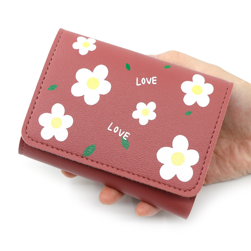 fashion casual new style women‘s small three fold short wallet floral coin clutch coin purse
