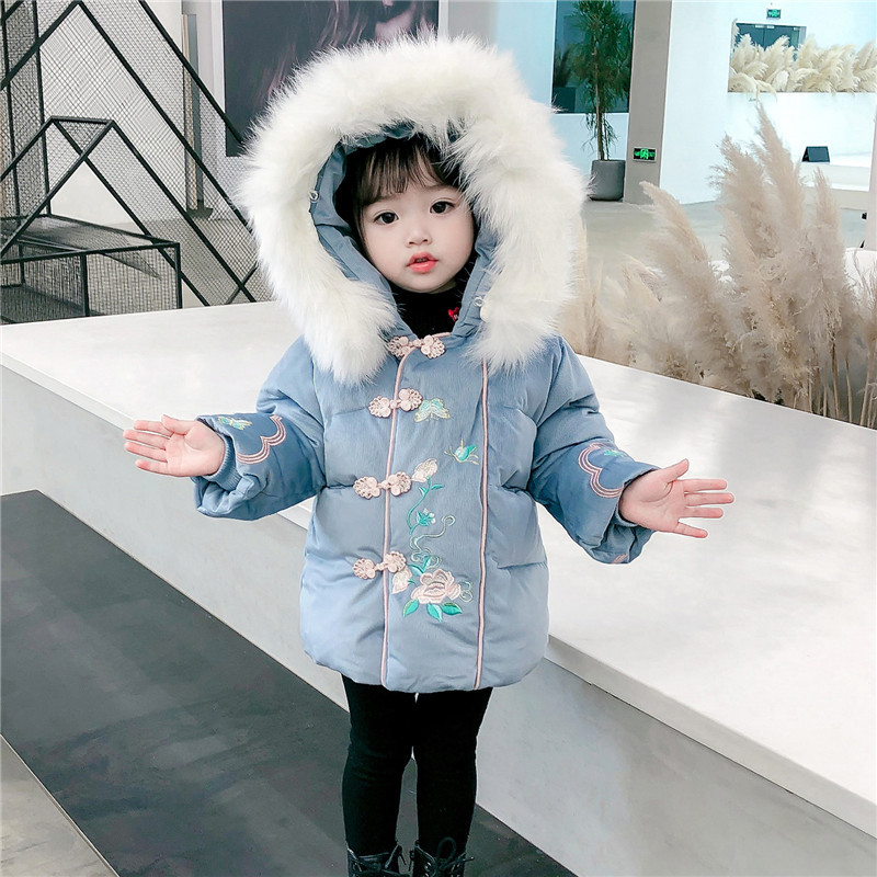 女童棉衣冬装小童儿童洋气中长款棉袄两三岁女宝宝加厚棉服中国风