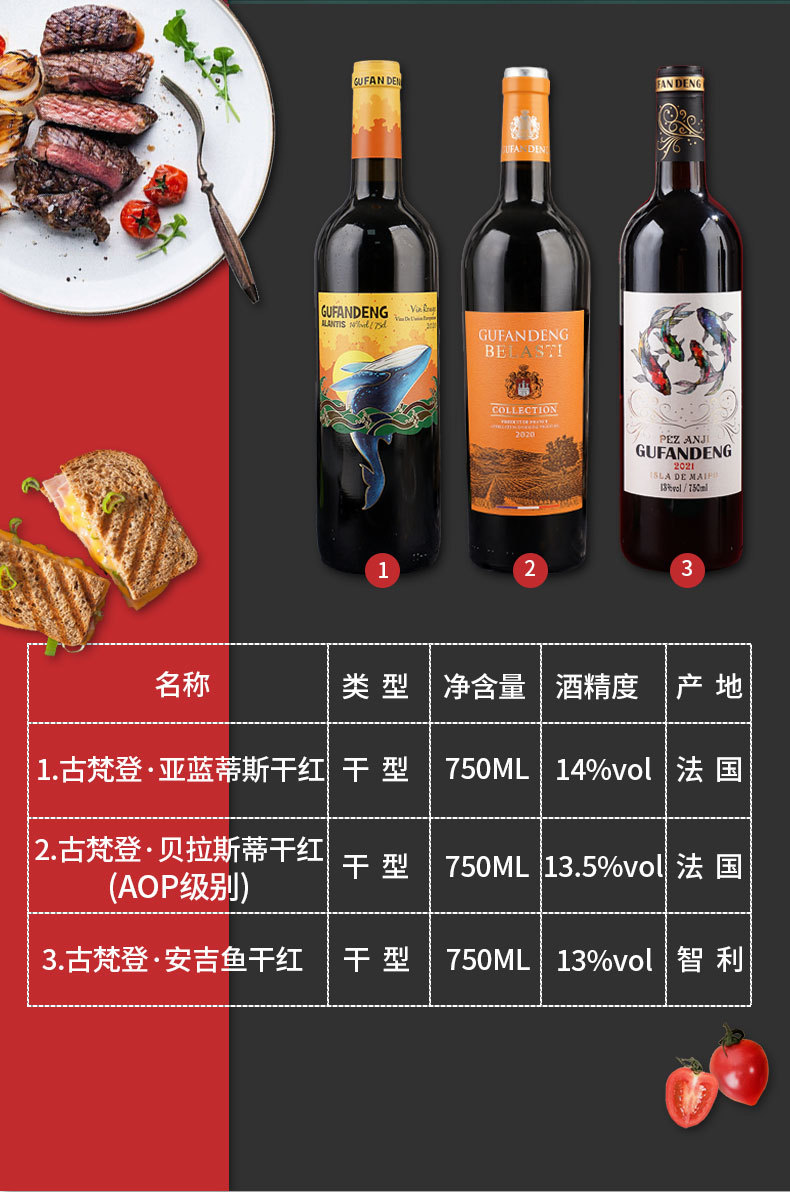 古梵登酒业红酒礼盒装批发保税区贝拉斯蒂干红葡萄酒法国原瓶进口
