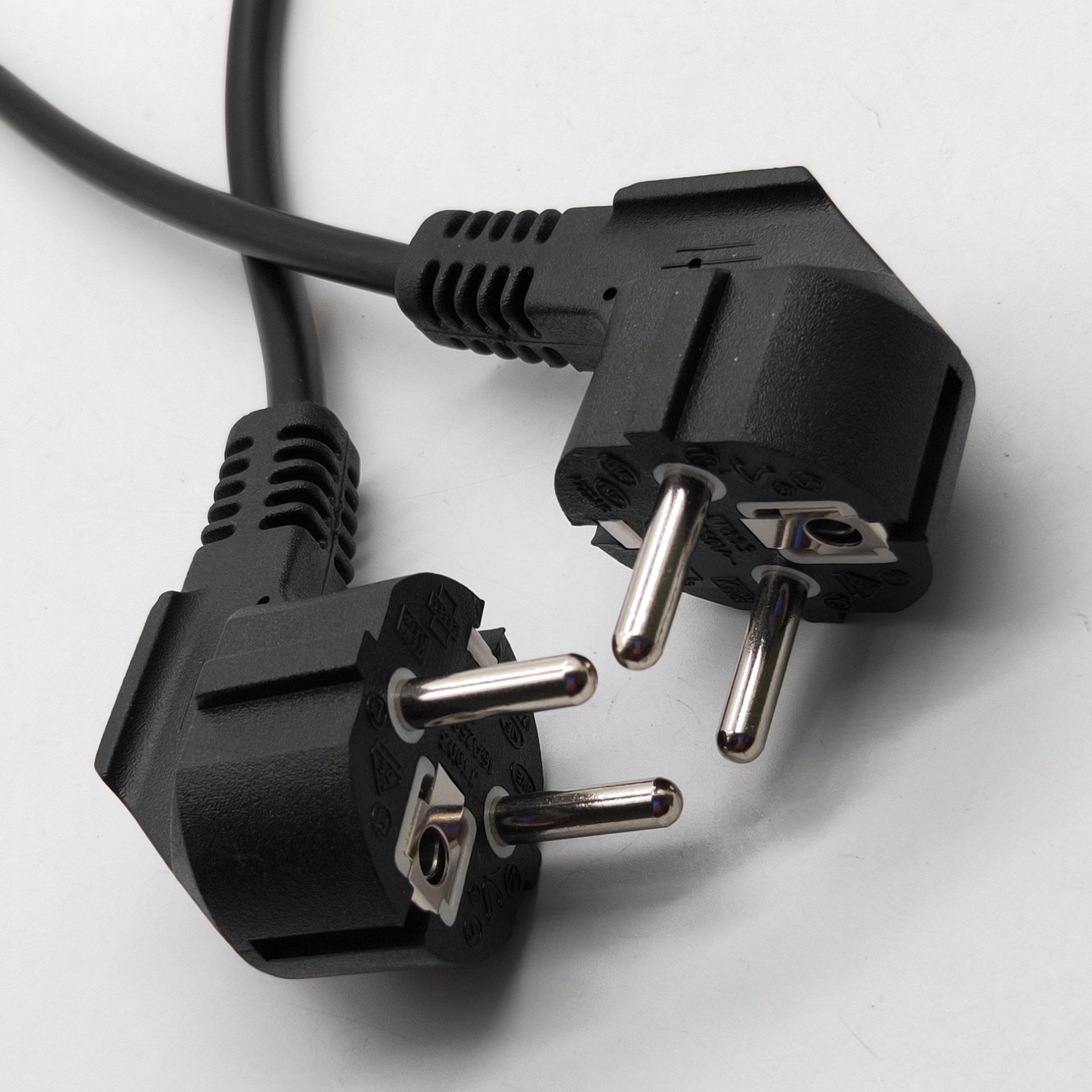 欧标电源线插头 欧式三芯弯头插头电源线 vde电源线插头黑色