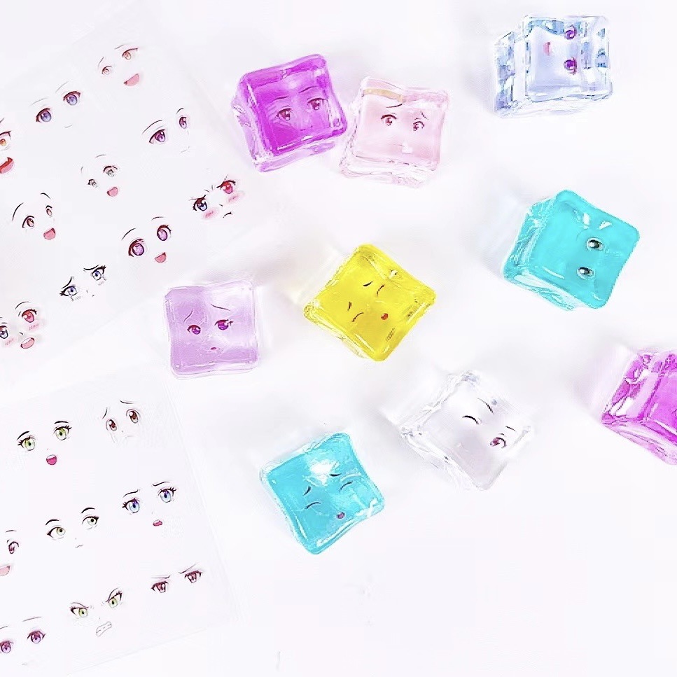 Simulation Transparent Color Ice Cube Miniature Candy Toy Acrylic Square Ice Cube Toy Crystal Stone Shooting Props