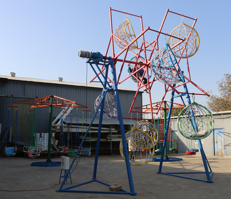 景区网红吊篮秋千户外无动力旋转风车游乐设备网红亲子迷你摩天轮